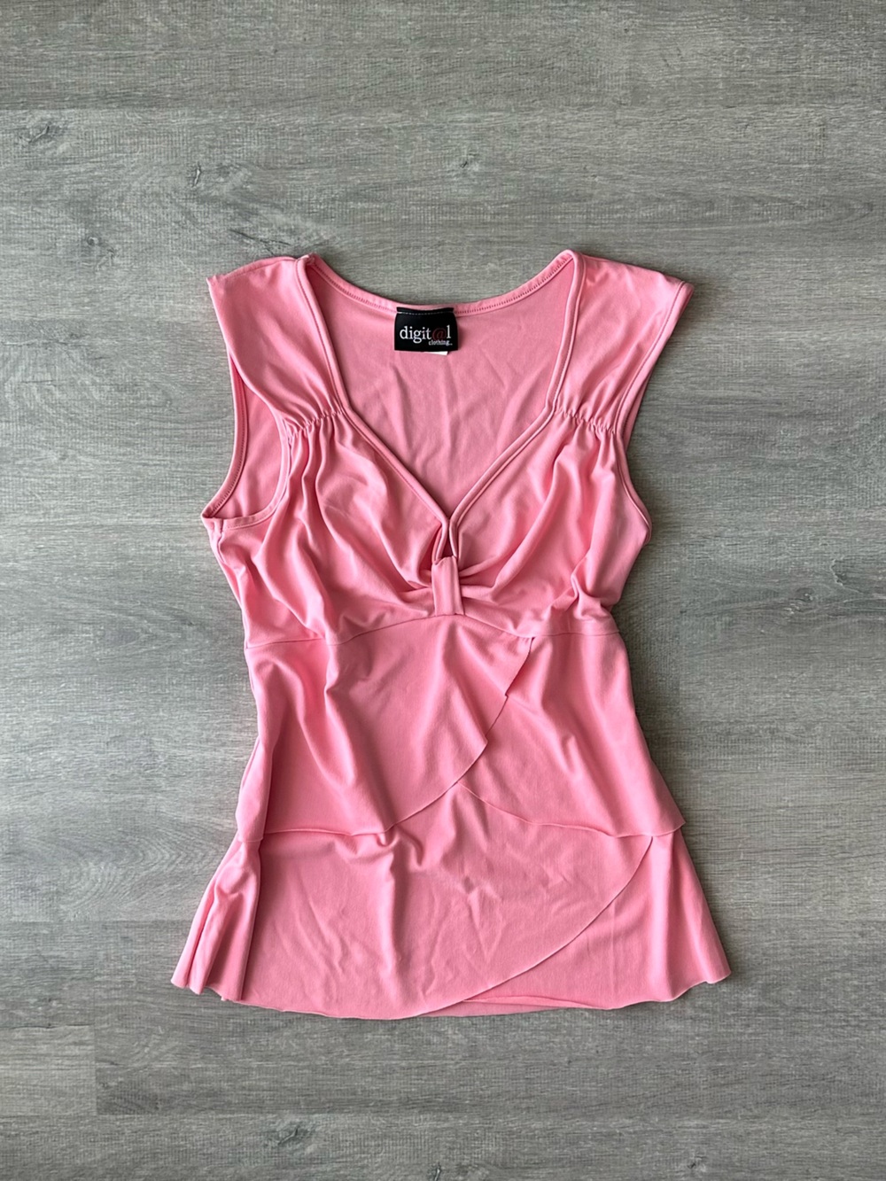 Vintage 90s Digital Clothing Pink Knot V-Neck Sleeveless Top Ruffles Canada